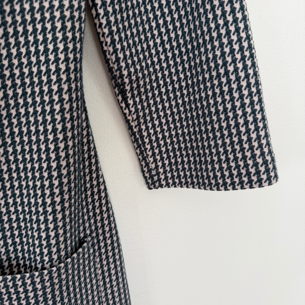 Boden Pink Green Houndstooth Jacquard Dress Pockets Career 3/4 SLV Cotton Knee 6 - Picture 9 of 16